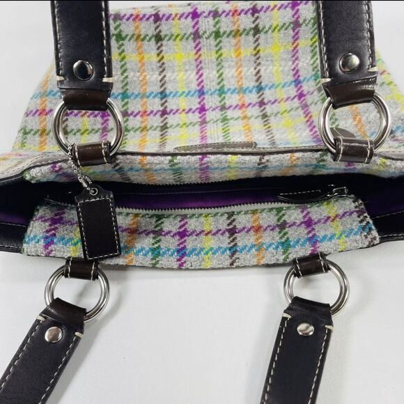 *Coach* Penelope *CABIN COUTURE* Plaid Wool Tweed Leather Trim Handbag - Picture 9 of 12